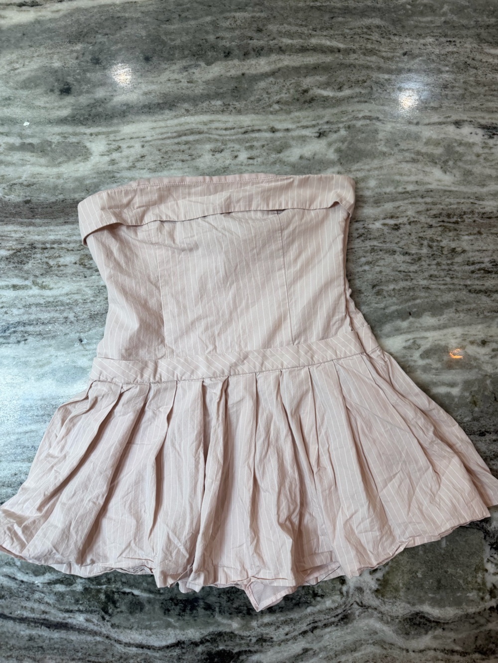 Zara Light Pink Strapless Pleated Dress - Picture 2 of 4